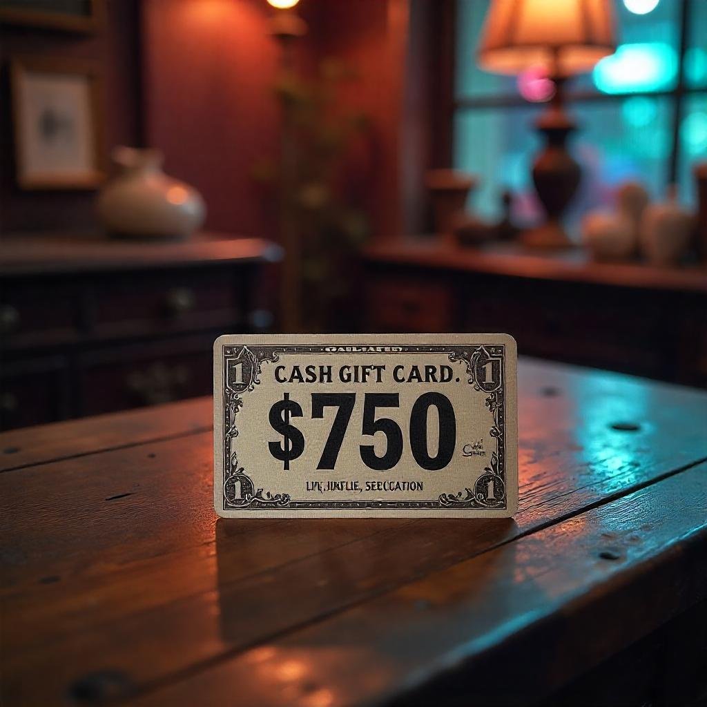 a cash gift card on a table